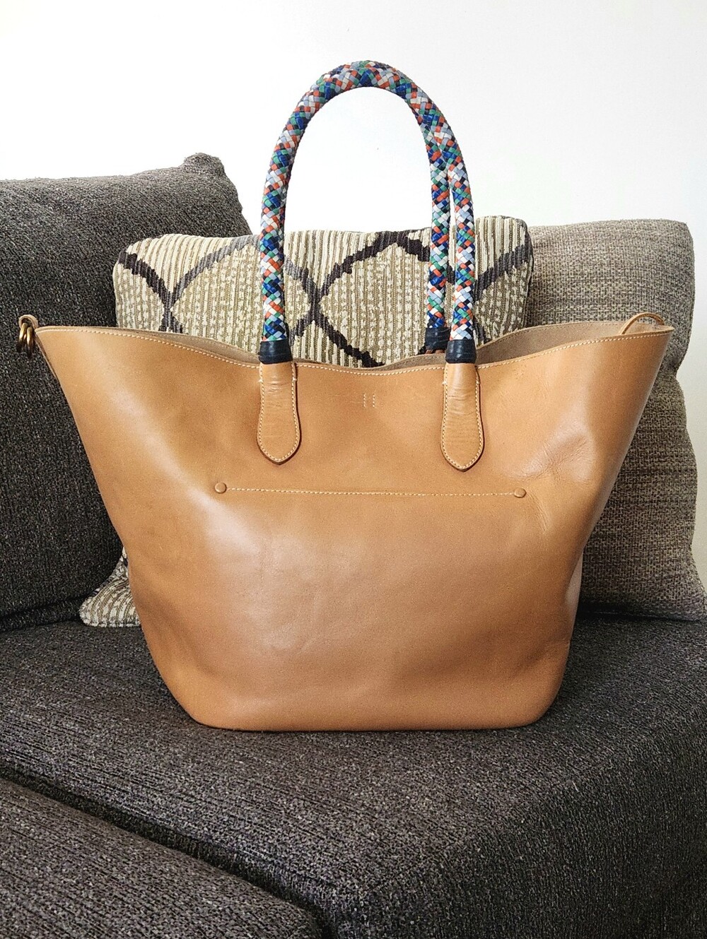 🐎RARE Polo Ralph Lauren🐎 - XL Natural Bellport Tote Bag w/Woven Handles - Picture 4 of 15